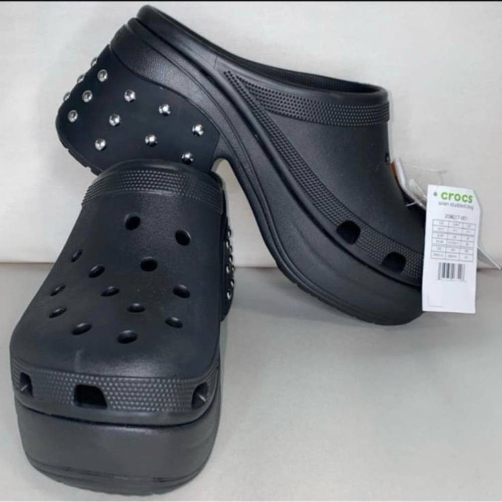 Crocs Siren Black Studded Platform Clog Heel Men Size 11 - New NWT